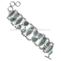 Larimar et bleu ciel Topaze Gemstone Bracelet en argent sterling 925